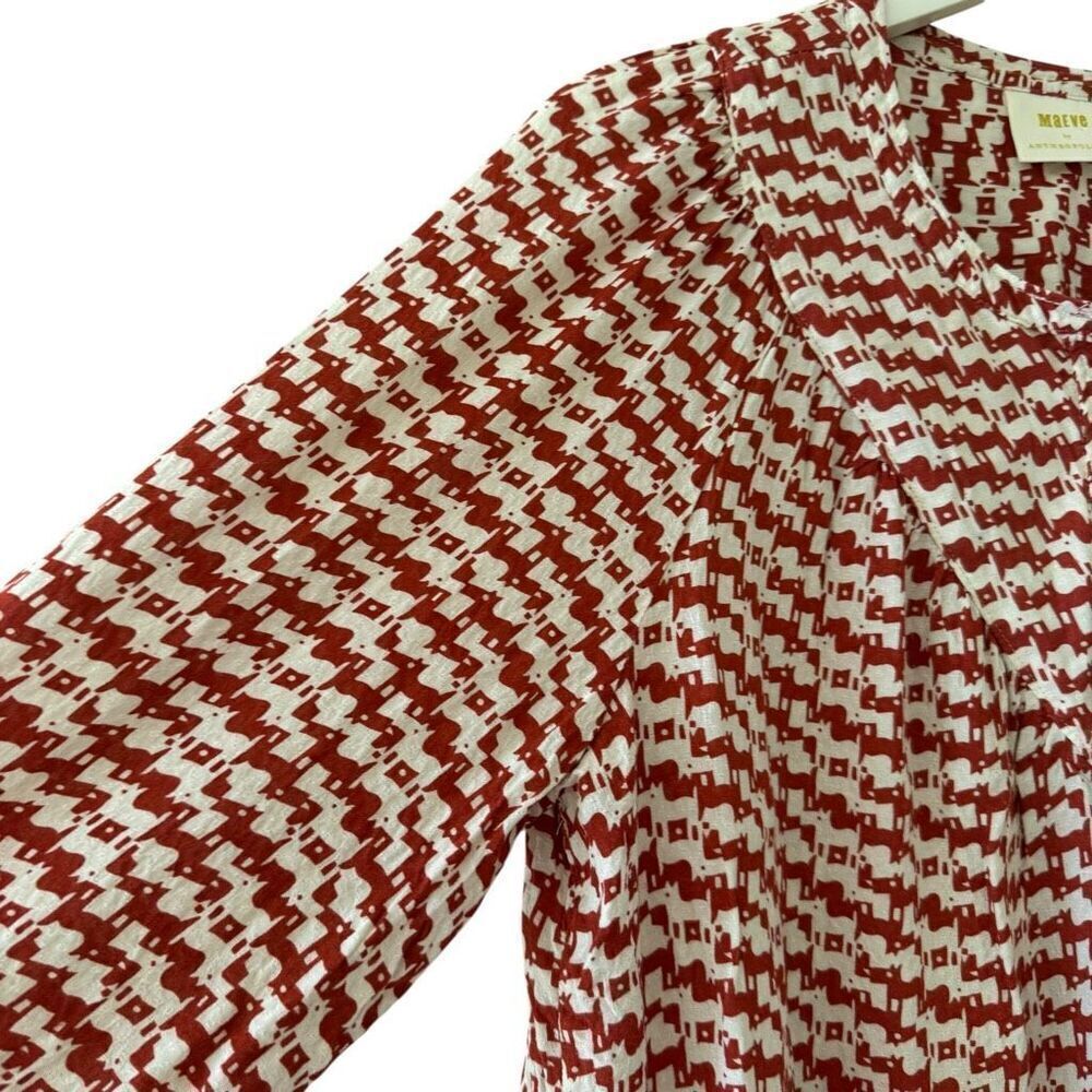Anthropologie Maeve Avignon Abstract Scotty Dog Print Button Up Top SZ L - Picture 4 of 11